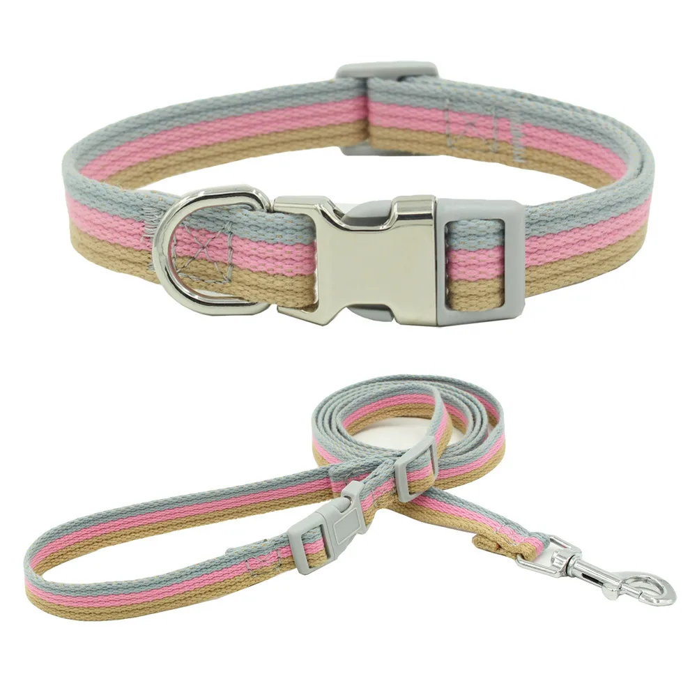 

Customized Logo Ployster Cotton Wear Resistant Collar Pet Dog Cat Leash Collar Harness