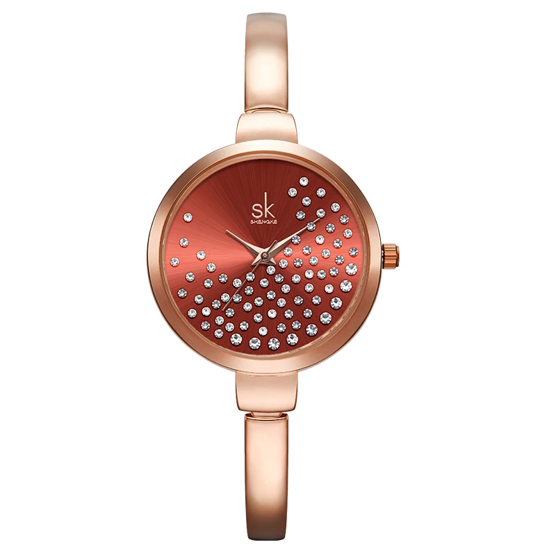 

SHENGKE Luxury Bracelet Ladies Watch Dress Watches Dial With Dazzling Diamond Jewelry Wristwatch Quartz Watches K0131L, Customized colors