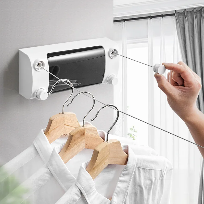 

Portable Clothes Drying Rack No Drilling Required Retractable Clothesline 4.2M Stainless Steel Drying Rope