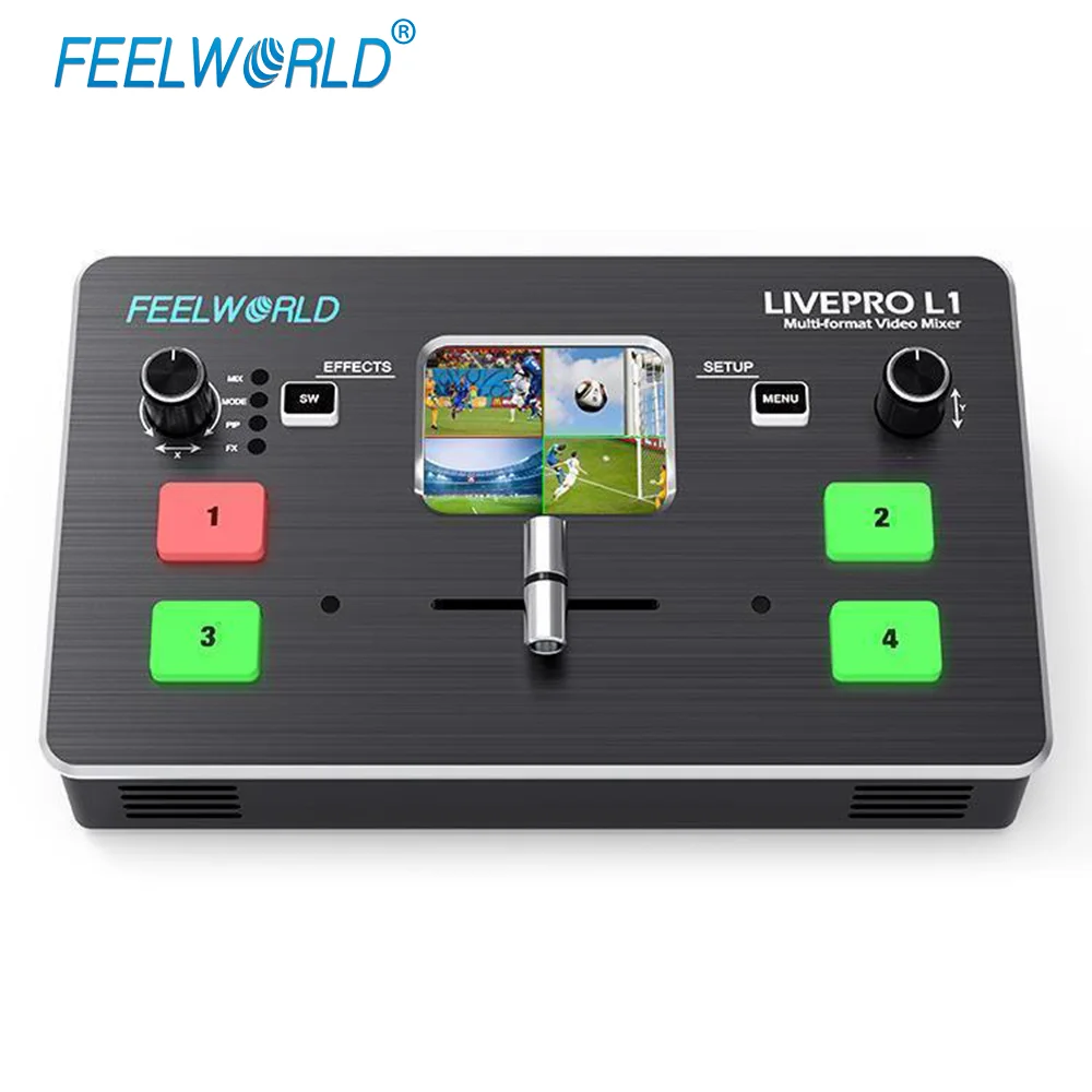 

FEELWORLD L1 V1 Video Switcher Mixer Multi-format 4 HDMI Input USB 3.0 for live streaming OBS Youtube