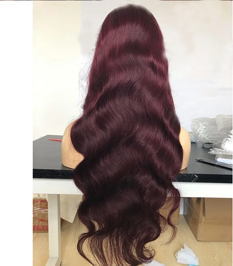 

Wigs 99j Burgundy Body Wave Brazilian Lace Front Human Hair Wigs Preplucked Remy 150% 13x4 Lace Wig For Women