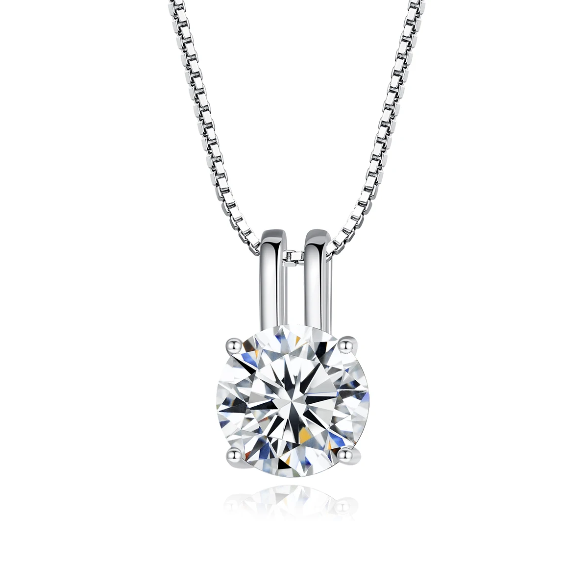 

CZCITY 1.0ct 6.5mm Round Diamond Pendant Moissanite Necklace S925 Sterling Silver Chain Necklace Diamond Test Passed