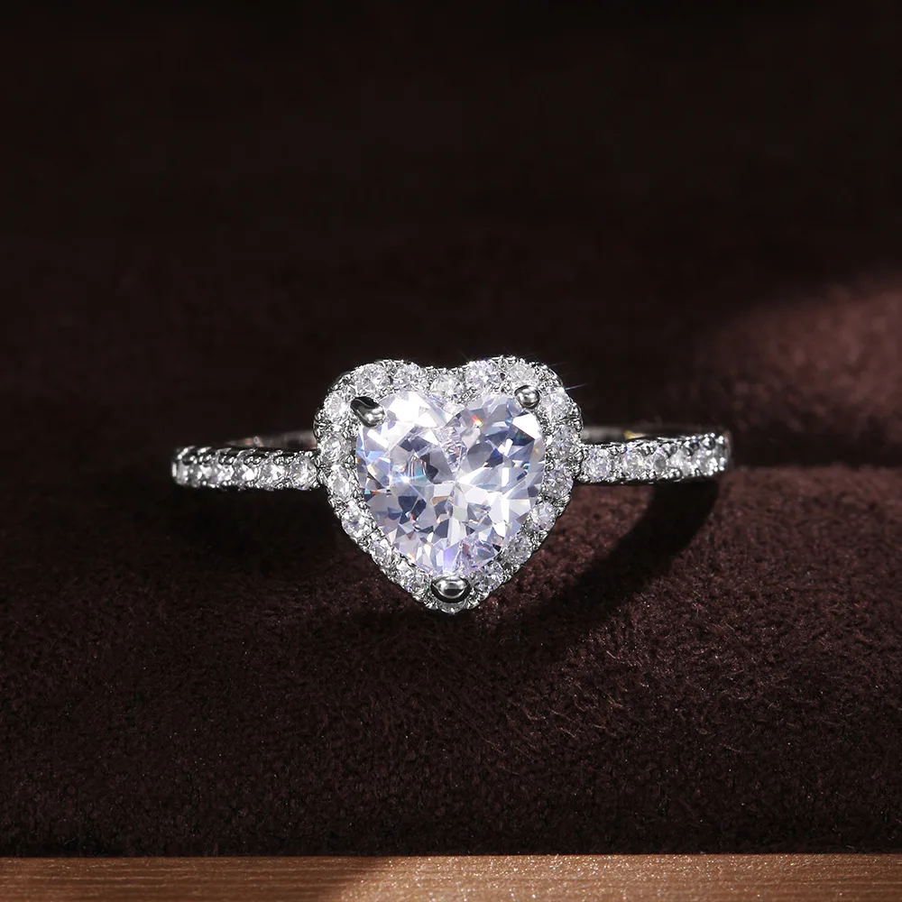 

CAOSHI Cubic Zirconia Luxury Jewelry Bagues Accessories Bridal Wedding Band Engagement Cute Heart Rings For Women
