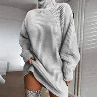 

Womens Turtleneck Long Sleeve Chunky Knit Pullover Sweater