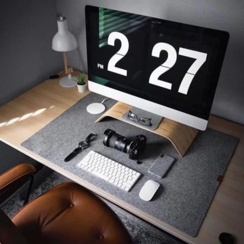 

Personalized Gray Felt Desk Mat Mouse Pads Cheap Office Desk Mat Large Computer Pad Gaming Desk Mat, Grey/dark gray