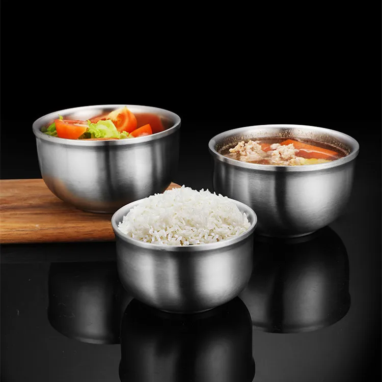 

304 for Kids Salad Rice Metal Kitchen Stainless Steel Double Bowl