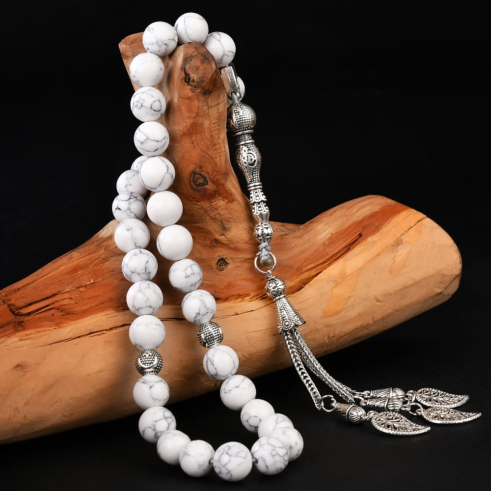 YS330  white turquoise howlite beads stone  jewellery   beaded necklace  prayer beads islamic Tasbih Tesbih 33