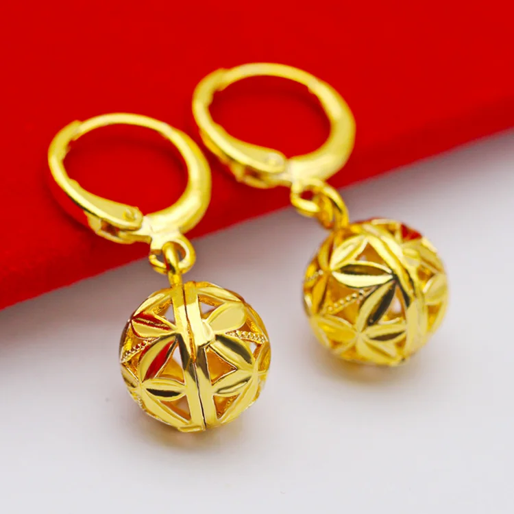 

24K Gold Plated Drop Earrings Jewelry Set Women Gold Earrings