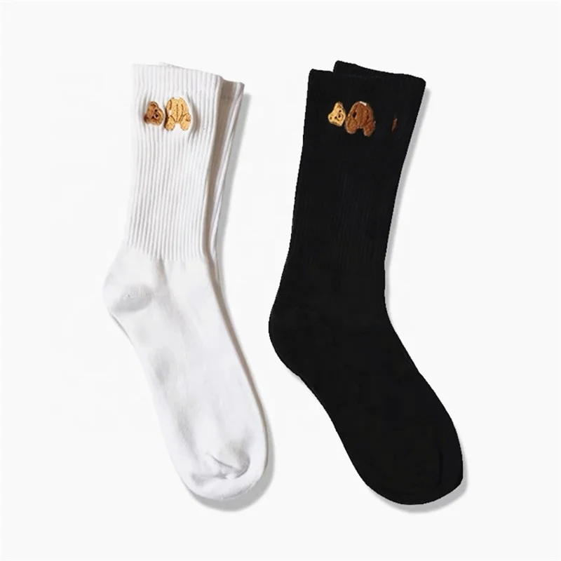 

Quayee Palm Tree Angel Bear Embroidered Cotton Crew Socks, Pms