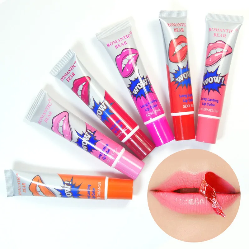 

Amazing 6 Colors Peel Off Liquid Lipstick Waterproof Long Lasting Lip Gloss Mask Moisturizer Makeup Tear Pull Lip Lint Cosmetic, As picture shown