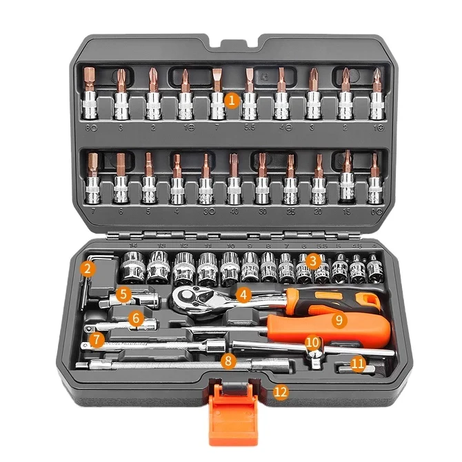 

SOLUDE 46 pcs 50BV30 material combination hand tools portable universal socket wrench