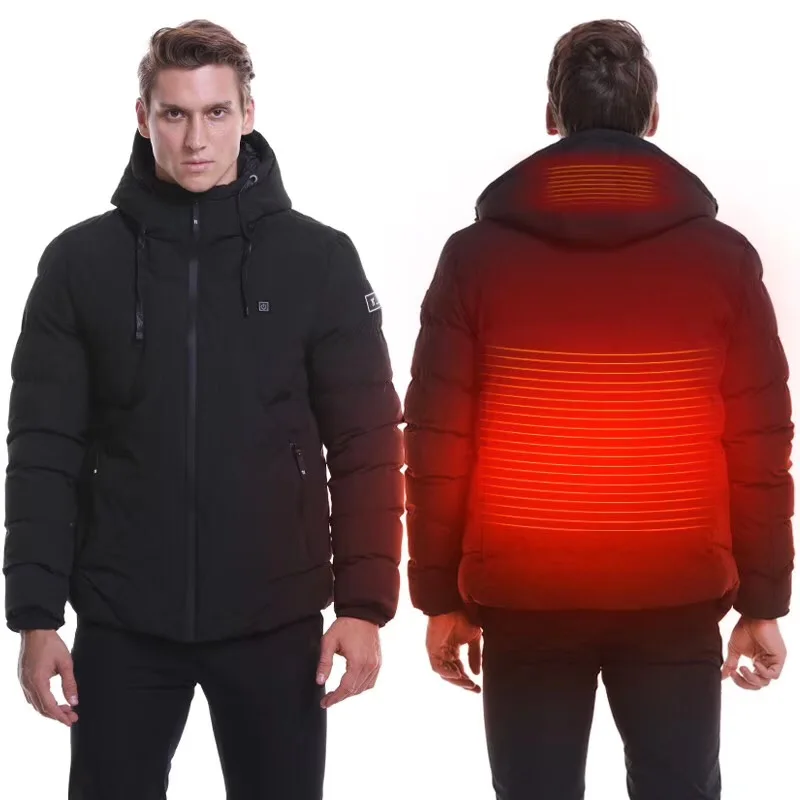 

Men's Windproof Warm Ski Electric Heating Jacket Hooded Coat Jacket, Black/grey/green