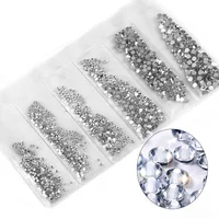

Wholesale Glass Designs Flat Back Mixed Easy Size Crystal Sticker Nail Art Rhinestones for Nails Art 3D Decorations