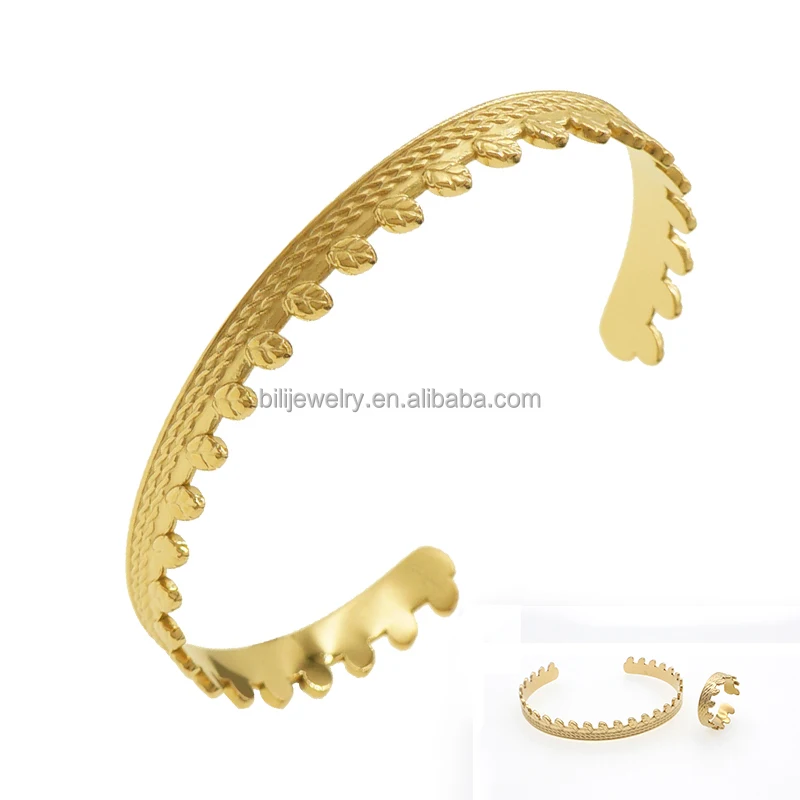 

2021 trendy fashion jewellery set bijoux femme bangle bracelet ring gold plated stainless steel jewelry for women's gift wedding