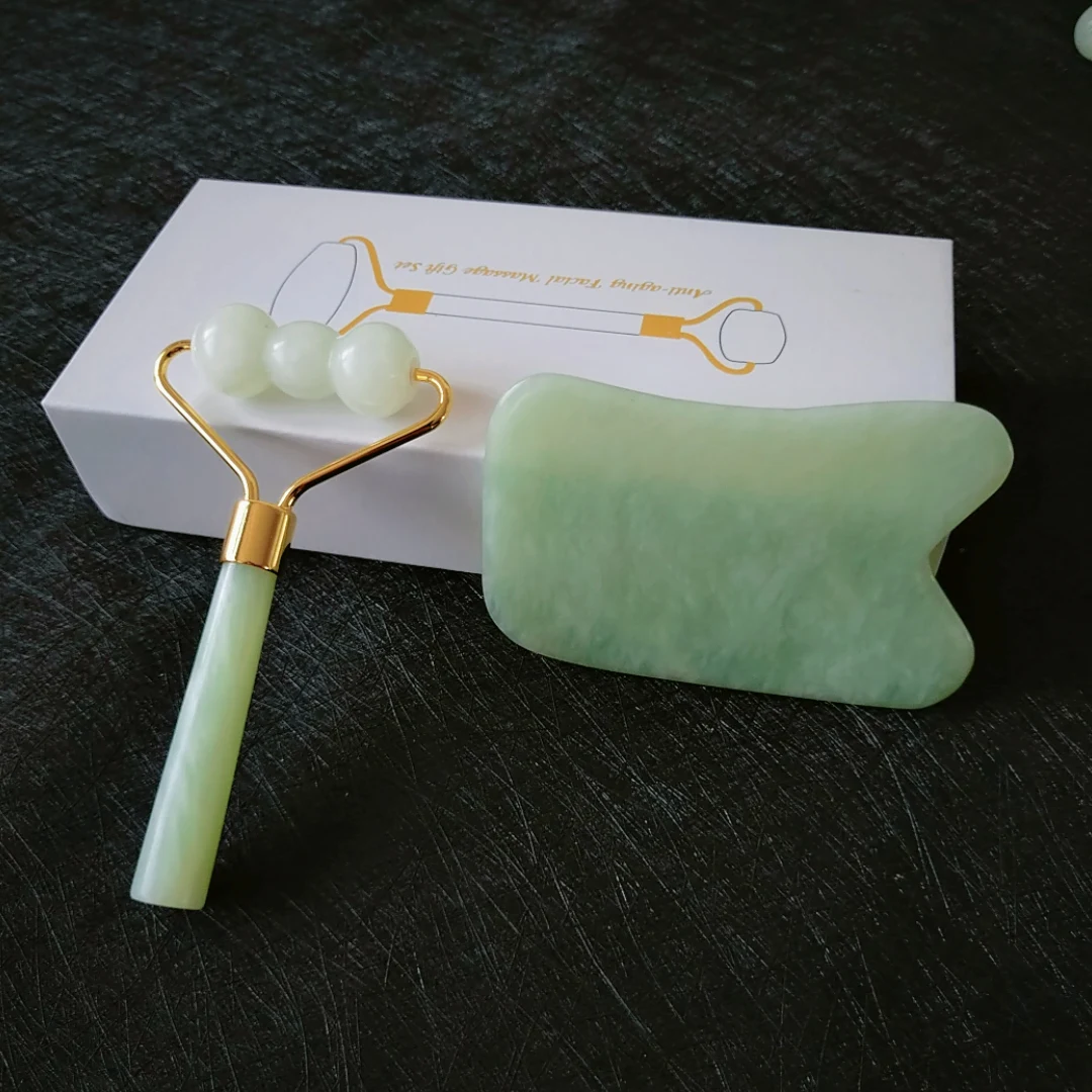 

Natural Xiuyan Jade Guasha Stone Jade Roller Guasha For Facial Beauty Massager Tool