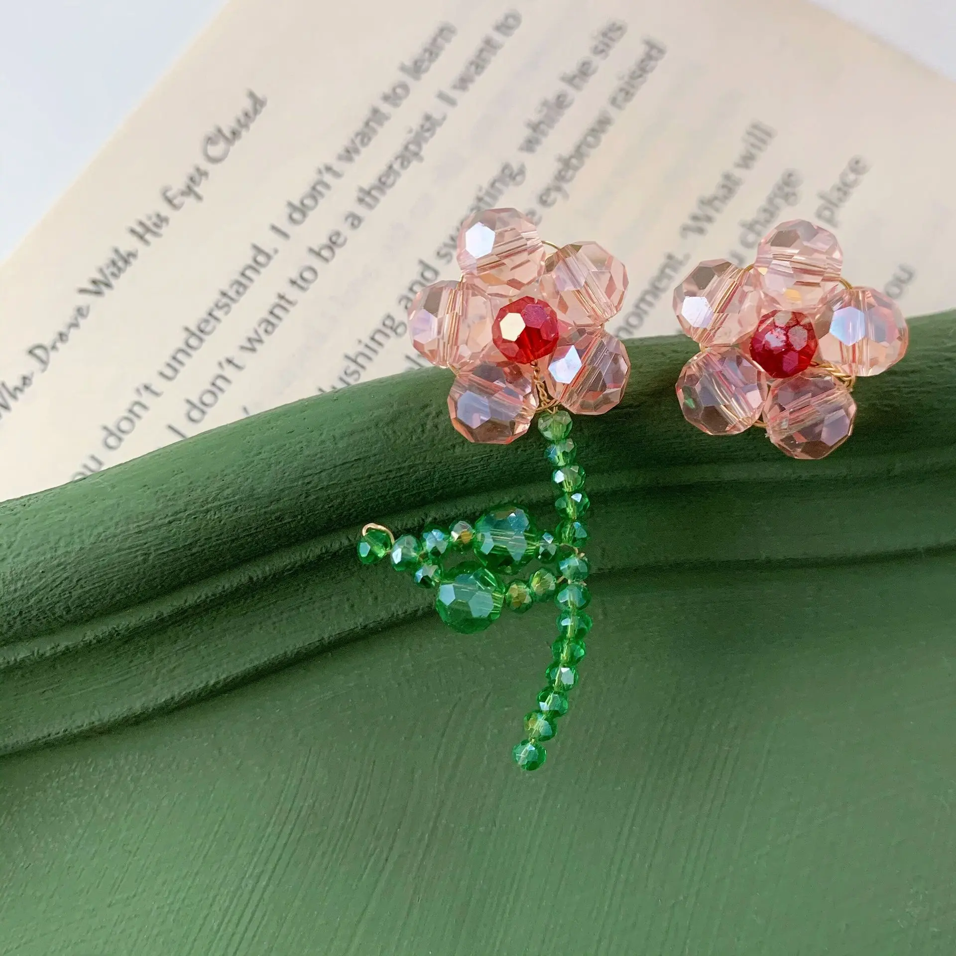 

JUHU 2021 925 handmade earrings asymmetric acrylic girl dangle earrings flower coloured glaze earrings for Women Cute Jewelry, Colorful