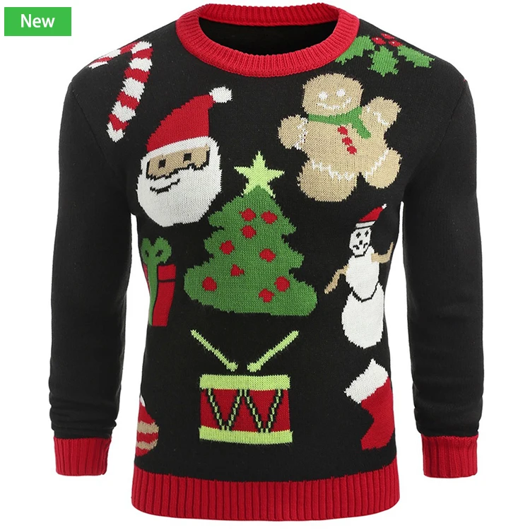 

Free Shipping Casual Santa Claus holiday pullover crew neck sweater for men