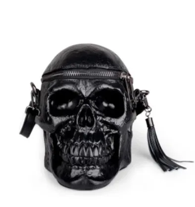 

2021 Originality Women Bag Funny Skeleton Head Black leather handbag Single Package Fashion Designer Satchel Package Skull Bags, As pictures