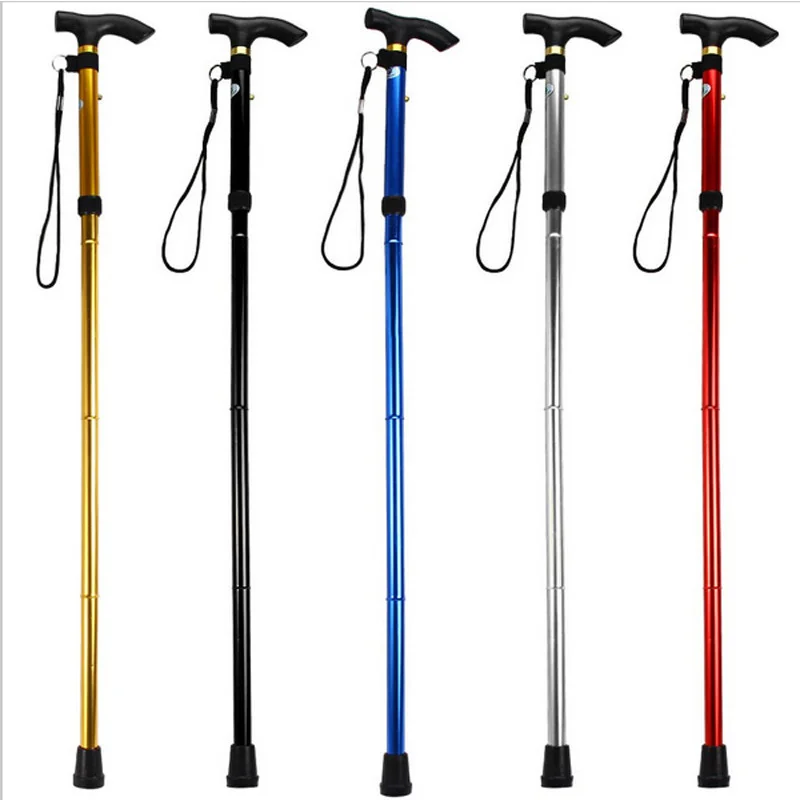 4 Sections Folding Walking Stick Trekking Poles Outdoor Telescopic Climbing Pole Aluminum Hiking Stick