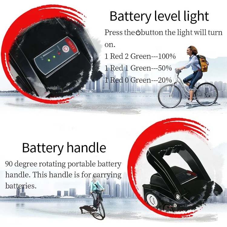 
Rechargeable Bottom Type Discharge 24V 36V 48V Li-ion Silverfish Battery Pack for Electric City Bicycle 