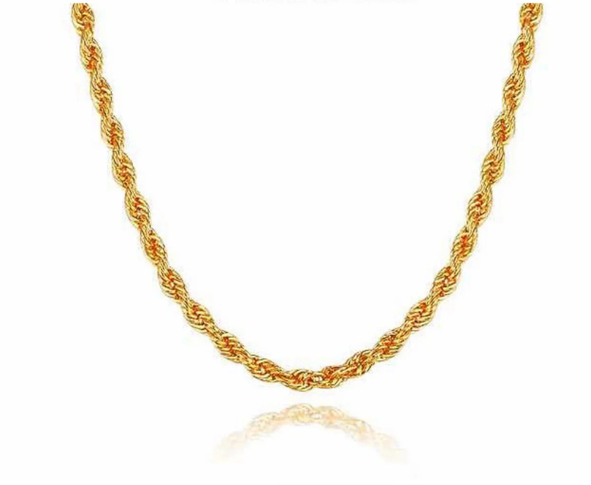 

Genuine 18K solid real gold chain necklace 18K gold rope chain necklace