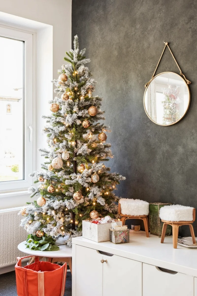 Christmas ornaments made from recycled materials on a table
