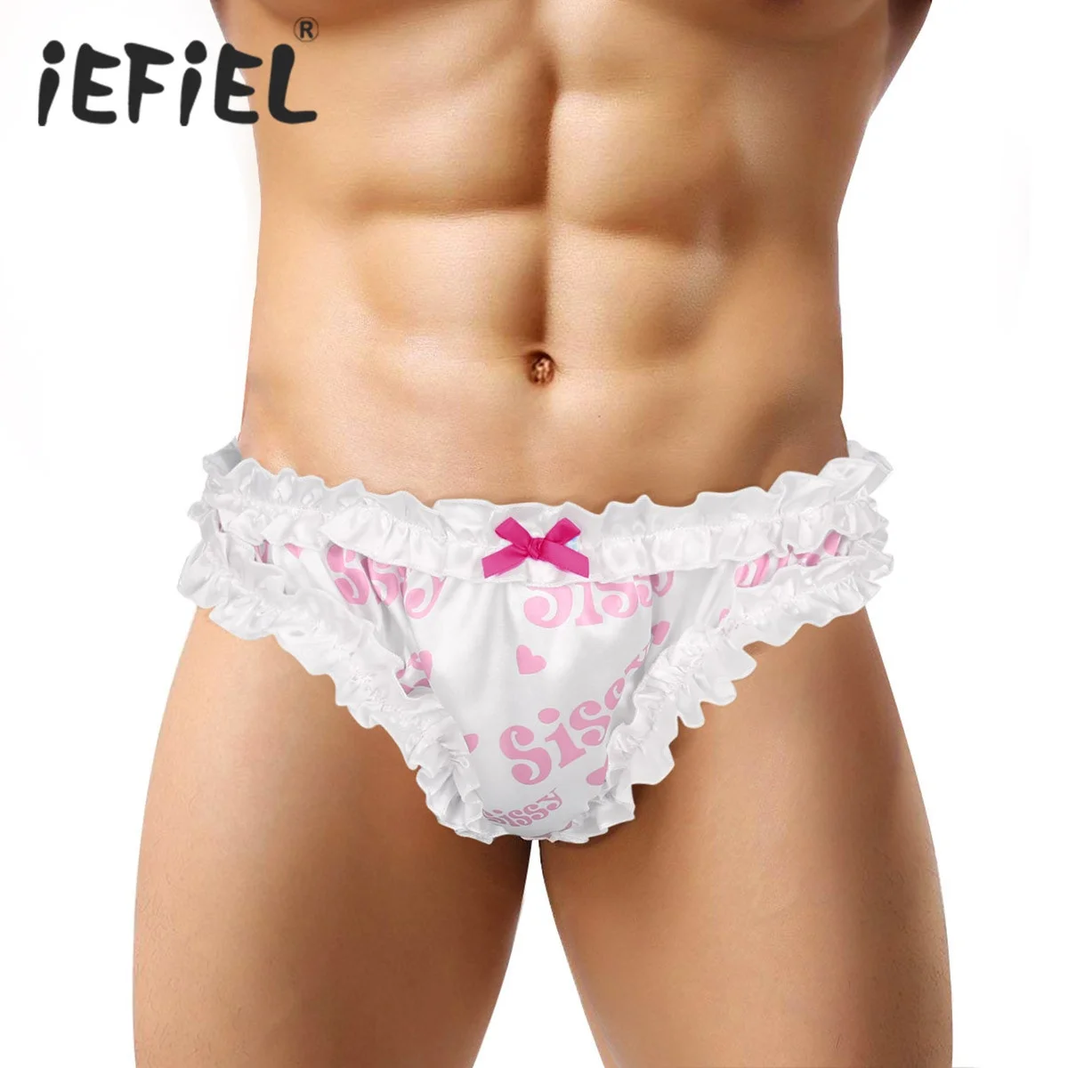 

M-XXL Mens Sissy Lingerie Super Frilly Ruffled High Cut Sissy Knickers Bloomers Briefs Underwear Panties, Pink/blue