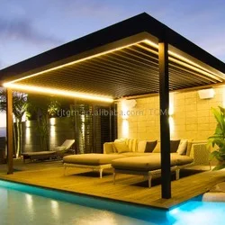 Vergola openning roof sun louver shutter aluminum roof pergola louvre roof