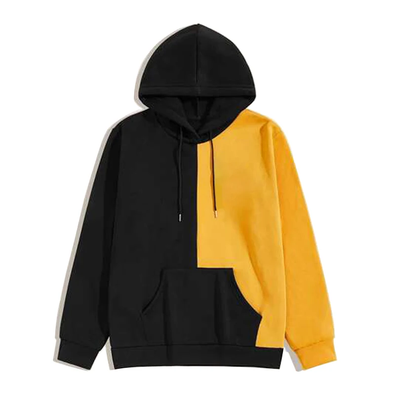 

Black Hit Yellow Men'S Sports Casual Hoodies Custom, Customized color