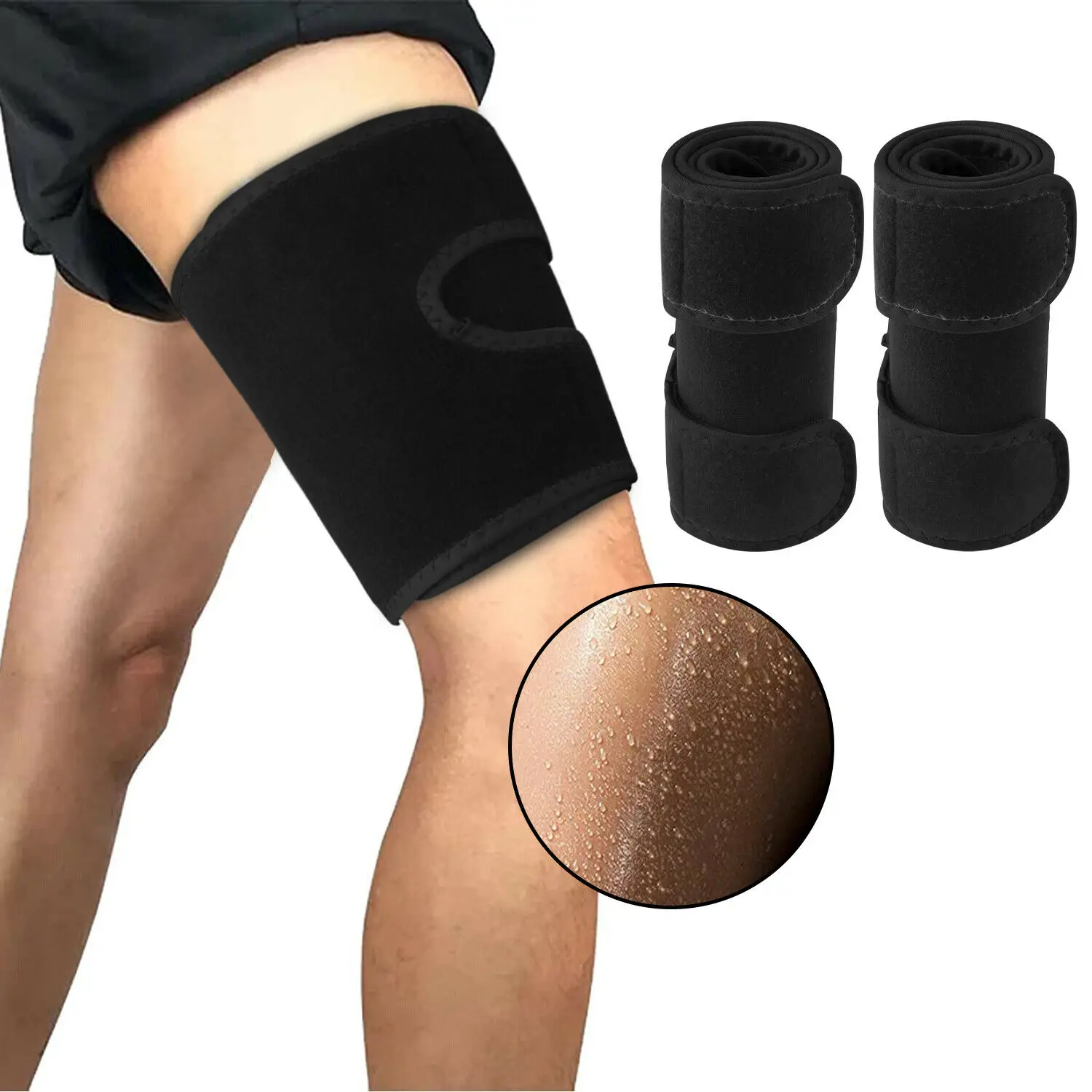 

Hamstring Compression Sleeve with Anti-Slip Strip Thigh Brace Support belt sport waterproof neoprene thigh support, Black