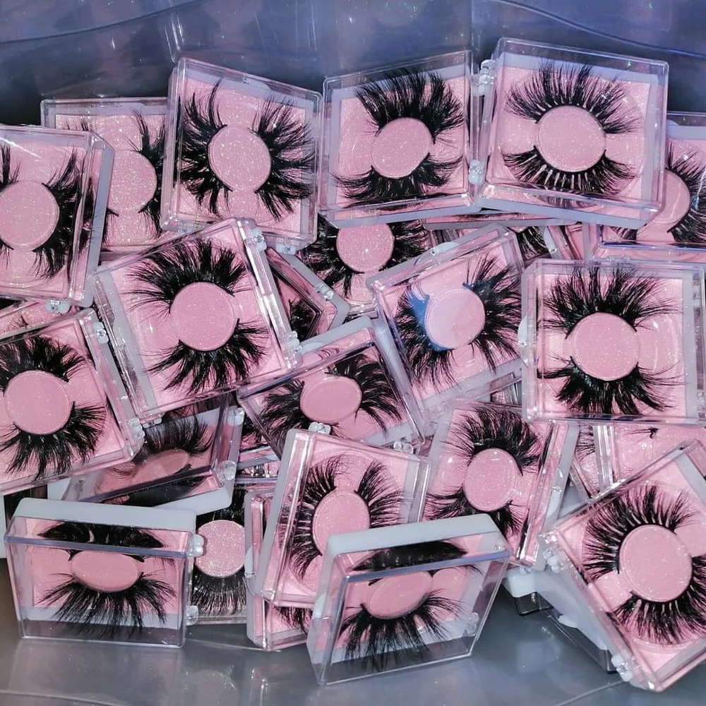 

Wholesale False Eyelash Packing Box Full Strip Eye Lash Private Label 100% Real Mink Fur Lashes Premium 25mm 3D Mink Eyelashes, Natural black or colorful