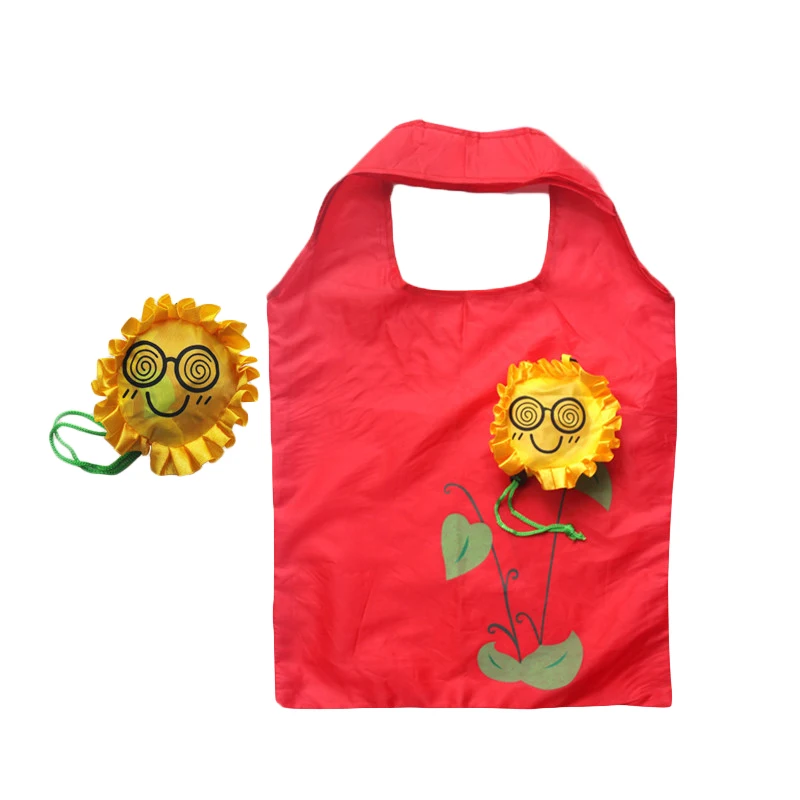 

Custom Printed Logo Reusable Creative Sunflower Foldable Tote Shopping Bag, 4 colors