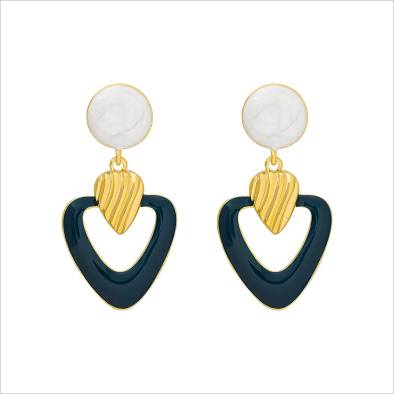 

2021 New S925 Silver Needle Retro Contrast Green White Net Red Temperament Short Earrings Jewelry Earrings For Women