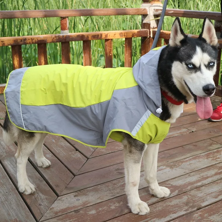 

Hot Sale Outdoor Waterproof Windproof Reflective Pet Rain Jacket Coat Dog Hooded Raincoat, As shown in details