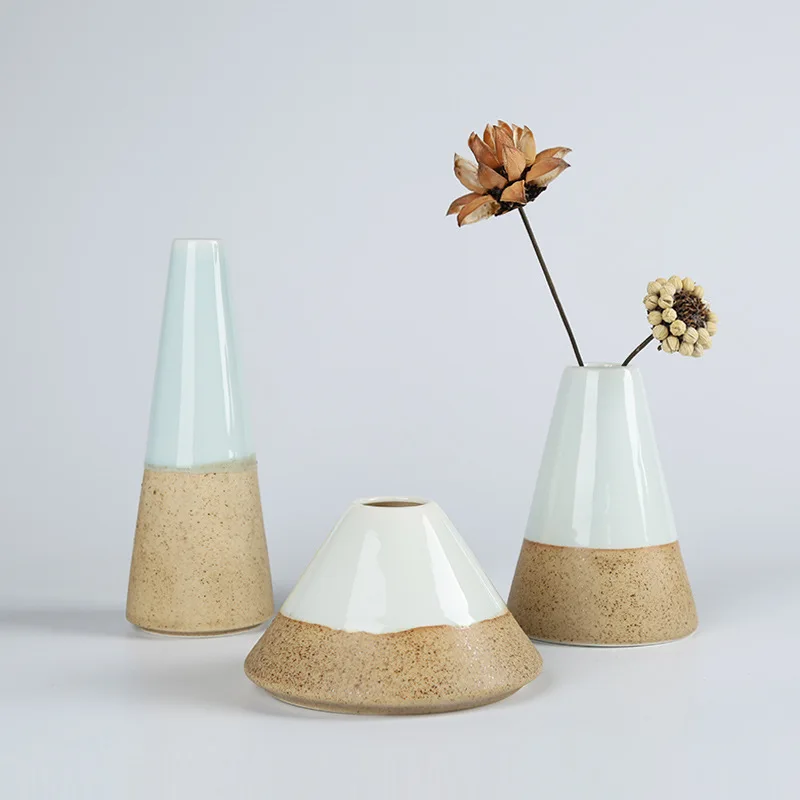 

Wholesale table top decorative Double color handwork porcelain flower pot modern design art crafts ceramic vase for home decor