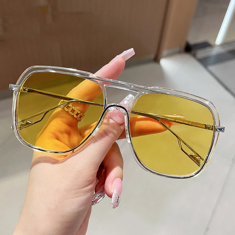 

LBAshades 32028 Transparent eyeglass frame hot sale big frame double bridge sunglasses anti blue light sunglasses