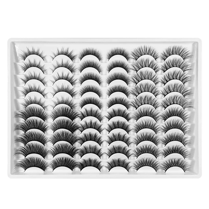 

False Eyelashes Faux Mink Lashes 20 Pairs Pack Light Volume Short Fake Eye Lashes Multipack Cat Eyes Wispy Natural Free Shipping