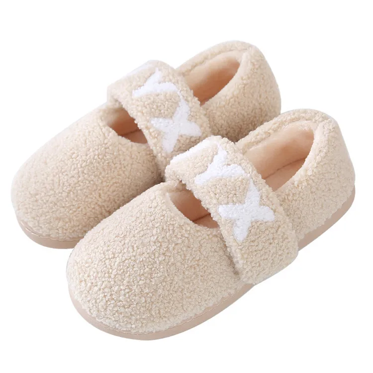 

New Autumn And Winter Moon Shoes Solid Color Teddy Full Heel Sole Indoor Women's Pregnant Shoes, As picture