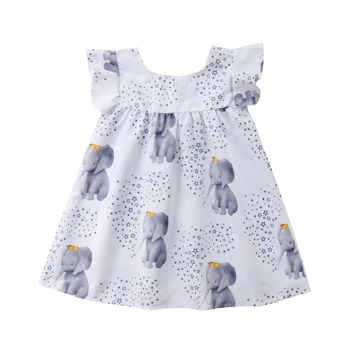 

Kid Toddler Girls Cartoon Elephant Peanut Party Print Short Sleeve Dress