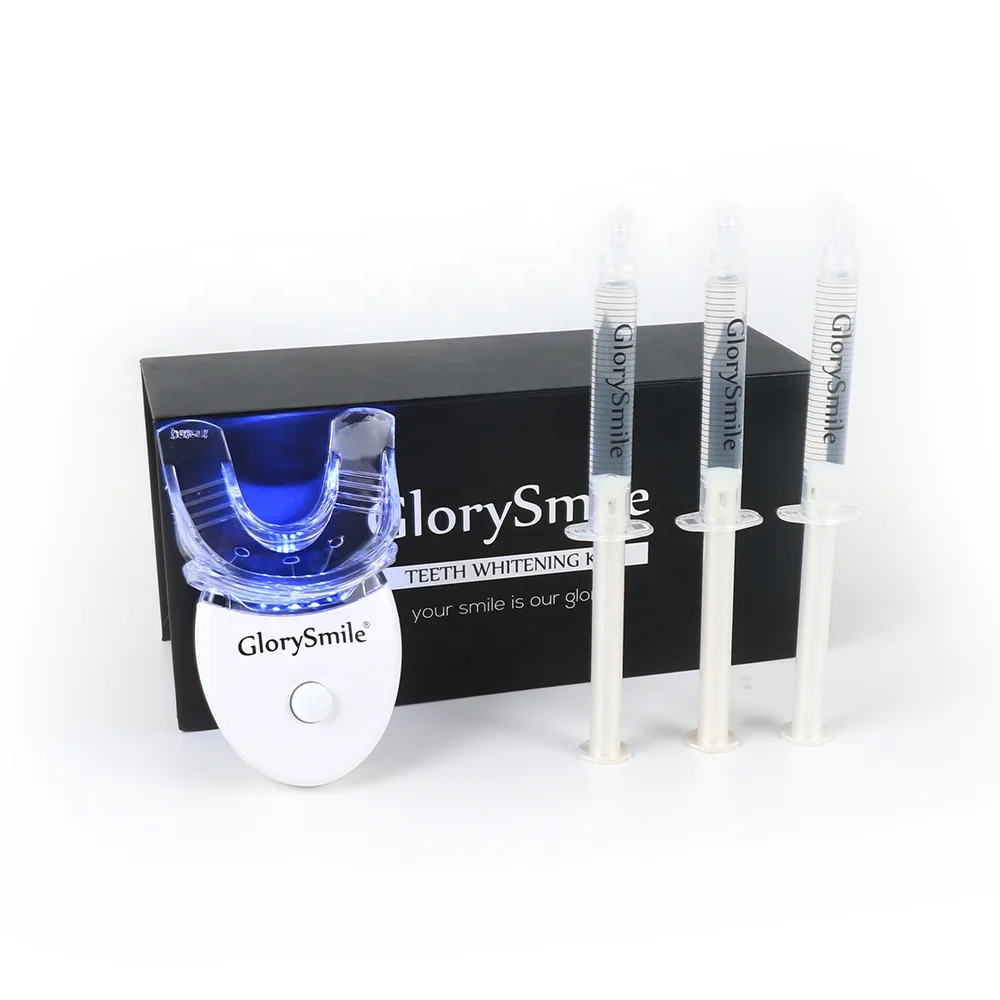 

2021 best selling whitening teeth 5 clod blue led lights with 3pcs 3ml gel syringe home teeth whitening kit, Black