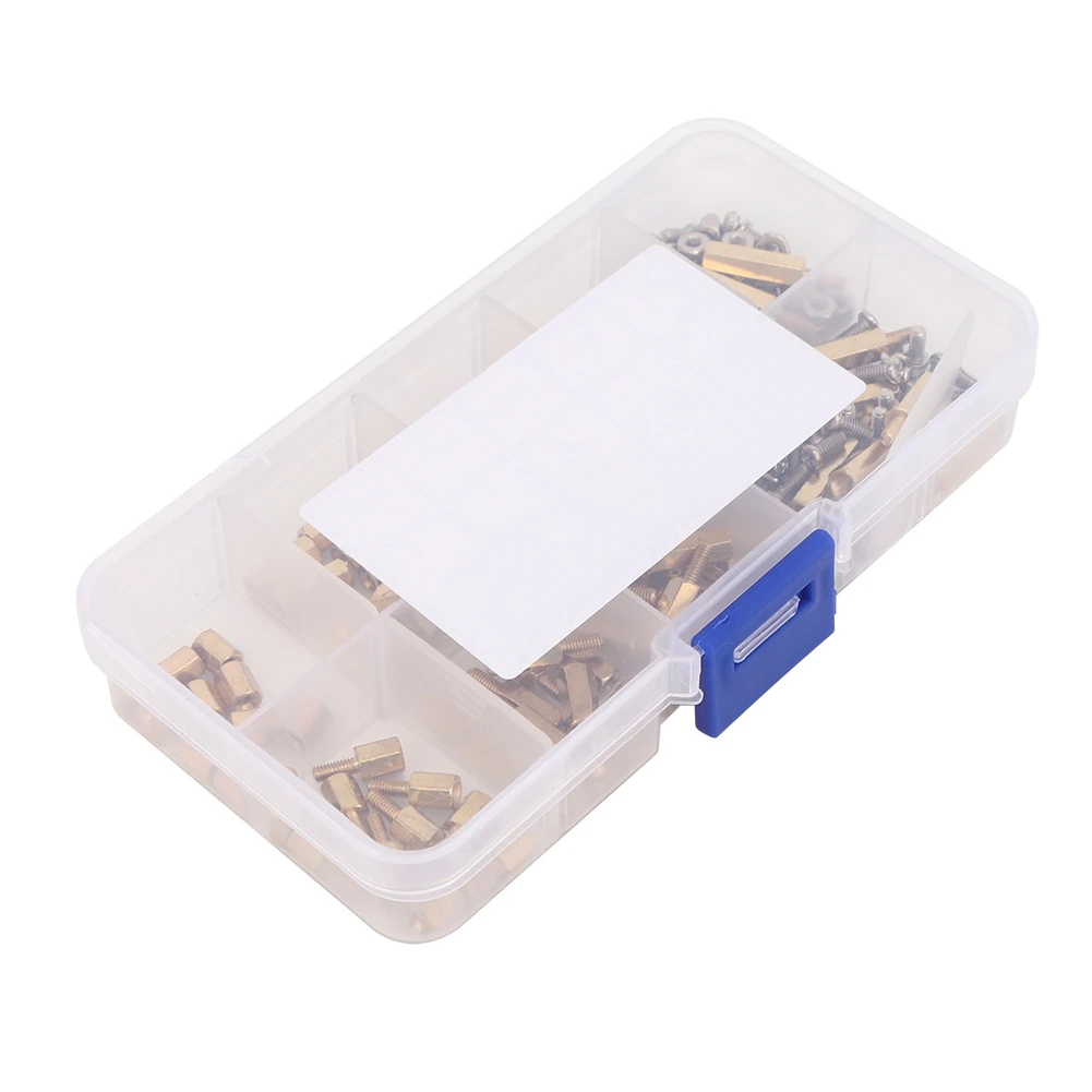 

180Pcs M2.5 Brass Standoff Spacer Pillar Hex Nut Pan Head Cross Screws Male Female Hex Pillar Set