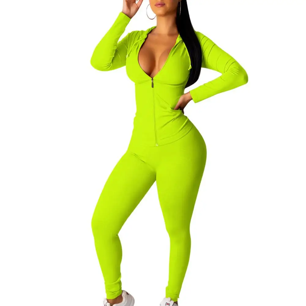 
Athletic Apparel Workout Clothing Jacket And Legging Gym Women Tracksuits 2 Piece Set For Women Hooded 