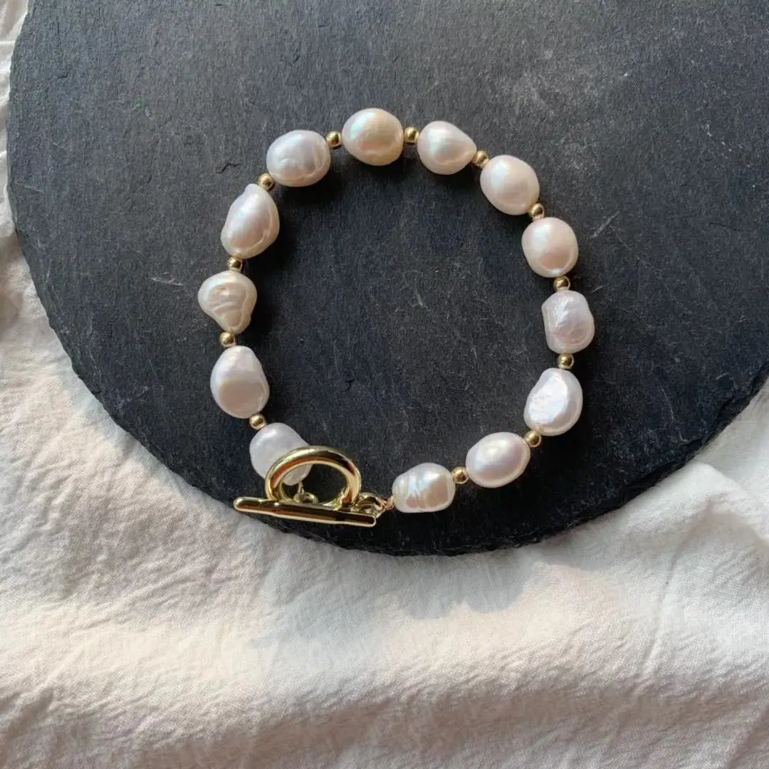

JUHU korea style gold plated natural pearl bracelet for women Wholesale, Ivory