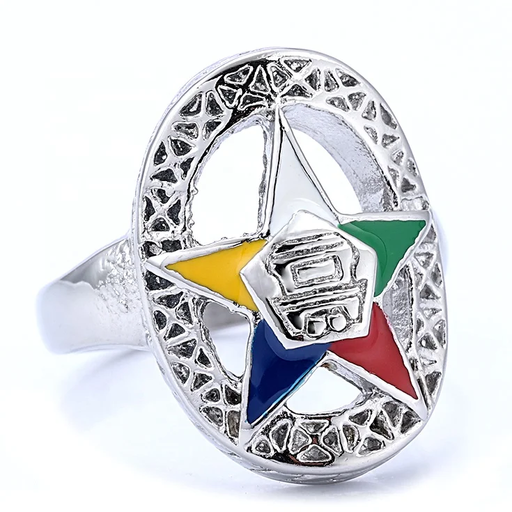 

OES Jewelry Stainless Steel Order of the Eastern Star Symbol Masonic Rings for Women Ladies Size 5-11