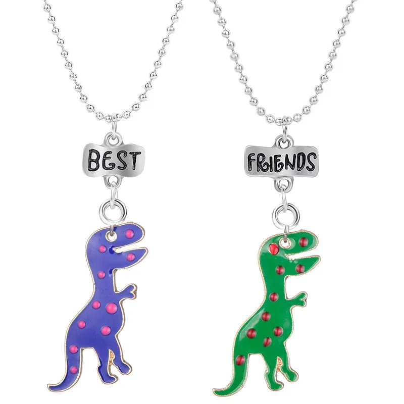 

2Pcs/Set Dinosaur Necklace Jewelry Best Friend Forever Charms Kids Necklace for Boys Girls Pendants Jewelry