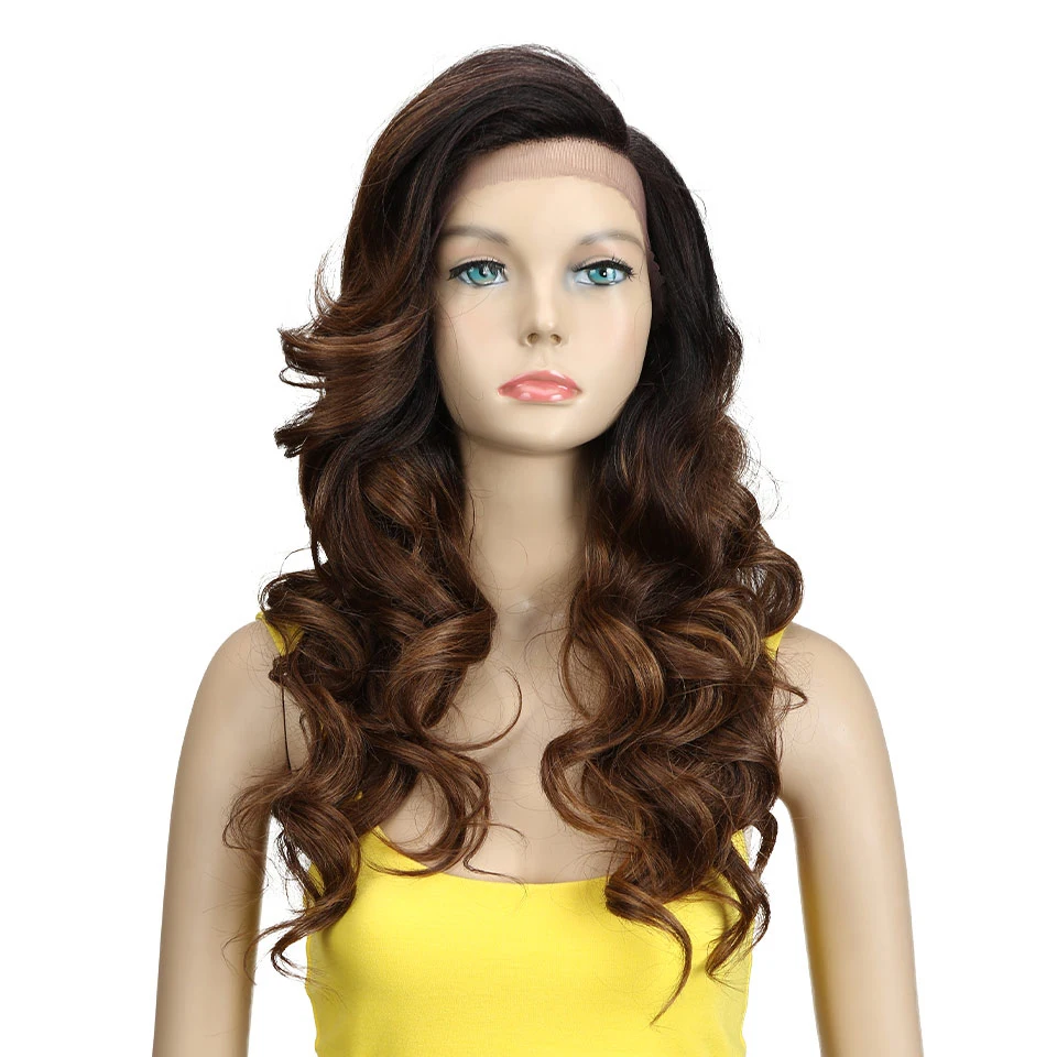 

Sleek Wholesale For Black Women 22 Long Loose Wave Equal Ombre Glueless Heat Resistant Wig 180% Heavy Density Synthetic Wigs, Picture