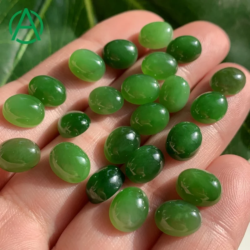 

ArthurGem Natural Canadian Nephrite Jade Oval Cabochon, Gemstone Cabochons for Rings Making, 100% natural color