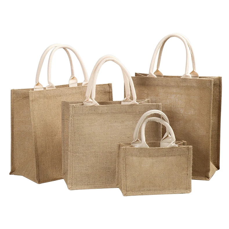 

Hot sales Blank linen shopping bag Eco-friendly reusable yellow burlap tote bag