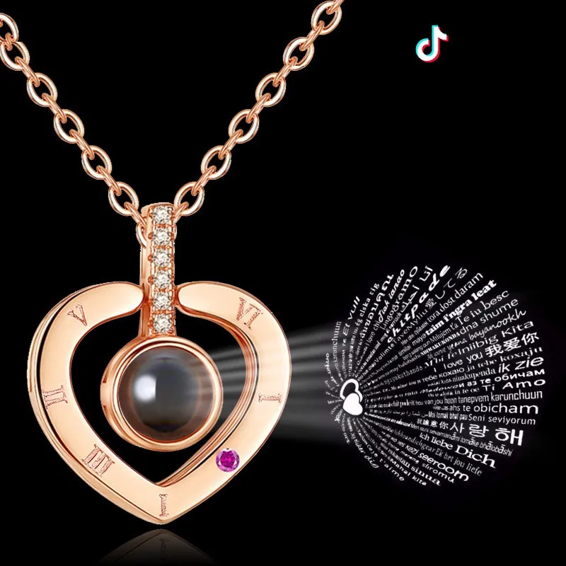 

Hot Selling Popular Gift Heart Pendent I Love You 100 Languages Pendent Necklace For Women
