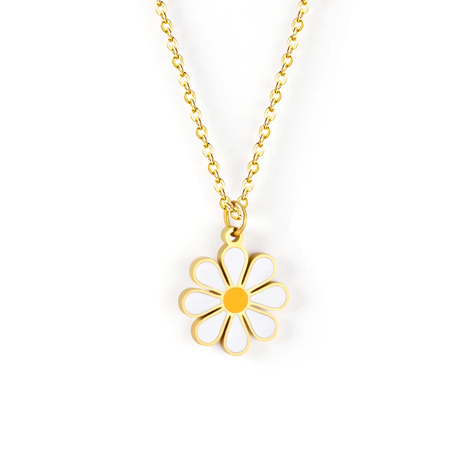 

Gold Plated Trendy Simple Flower Jewelry Stainless Steel Pendant Necklace for Woman Girls